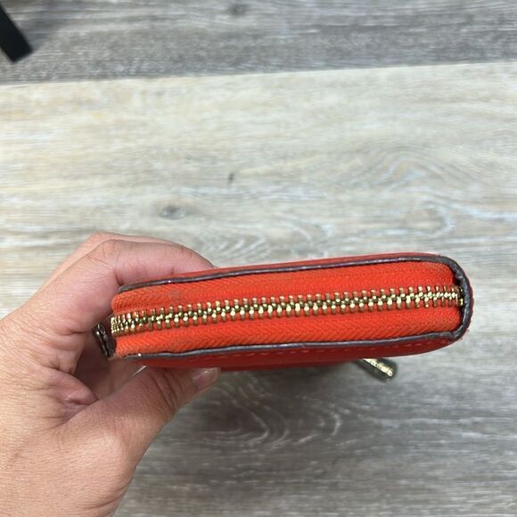 Michael Kors redish orange full zip wallet - Picture 6 of 10